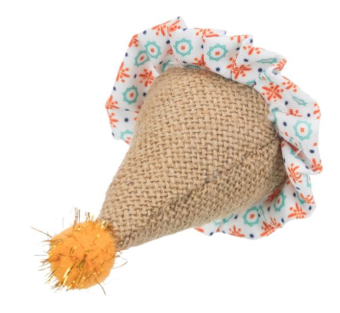 Hovedbilde Katteleke Hatt i Jute/Stoff 9cm