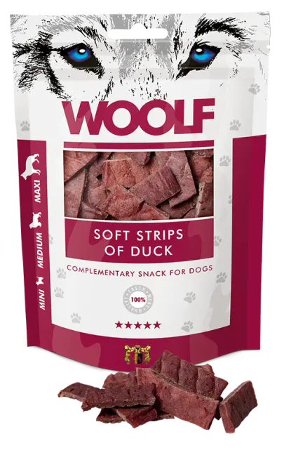 Hovedbilde Woolf Godbiter Soft strips of duck 100g
