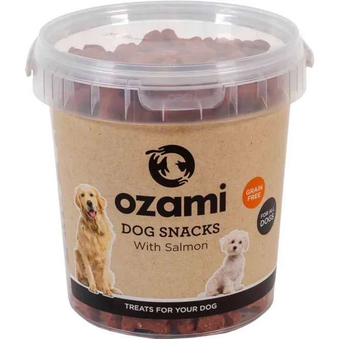 Hovedbilde Ozami hundesnack Kornfri laksebøtte 500 g