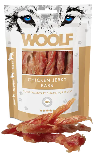 Hovedbilde Woolf chicken jerky bars 100g