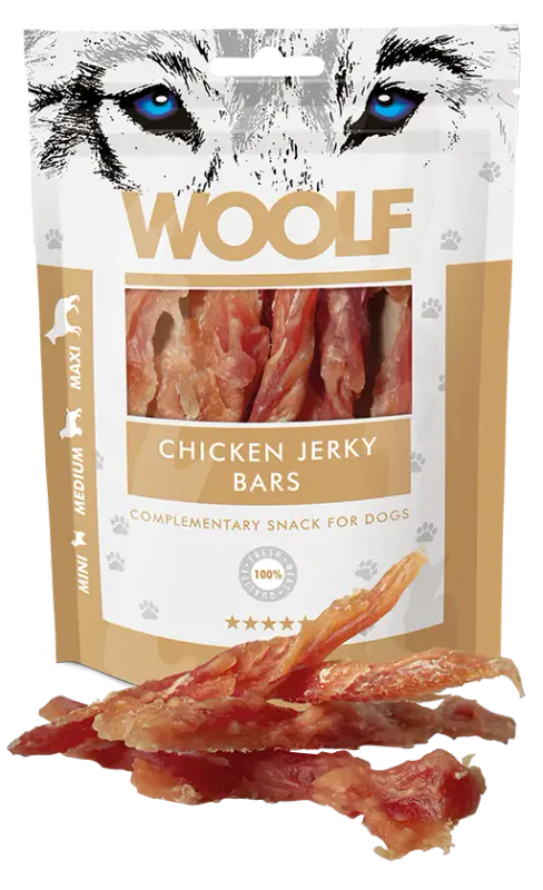 Woolf chicken jerky bars 100g