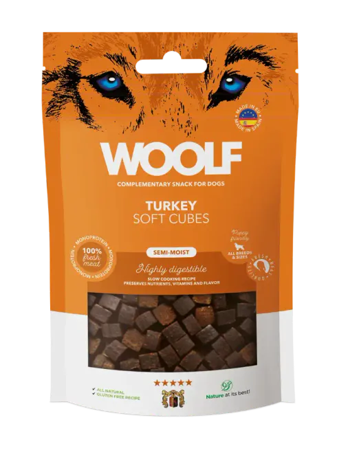 Hovedbilde Woolf Soft Cubes kalkun 100g