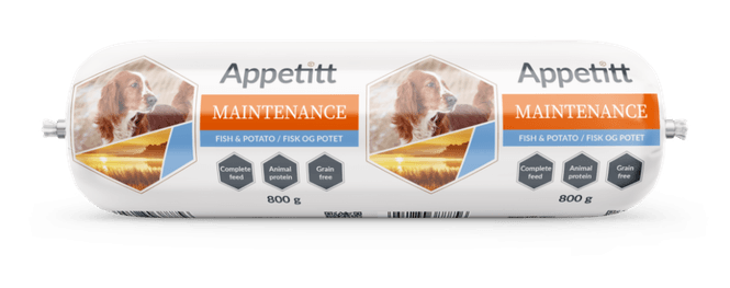Hovedbilde Appetitt Hundepølse Maintenance fisk 800 g