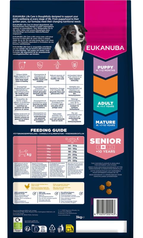 EUKANUBA Hundefor Senior Medium Breed kylling 3kg