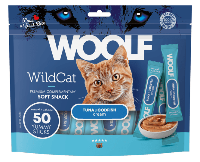 Hovedbilde WOOLF Wildcat Cream Tuna + Codfish 50 Stk