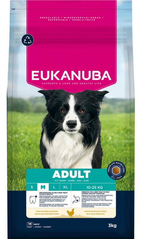 EUKANUBA Hundefor Adult Medium Breed kylling 3kg