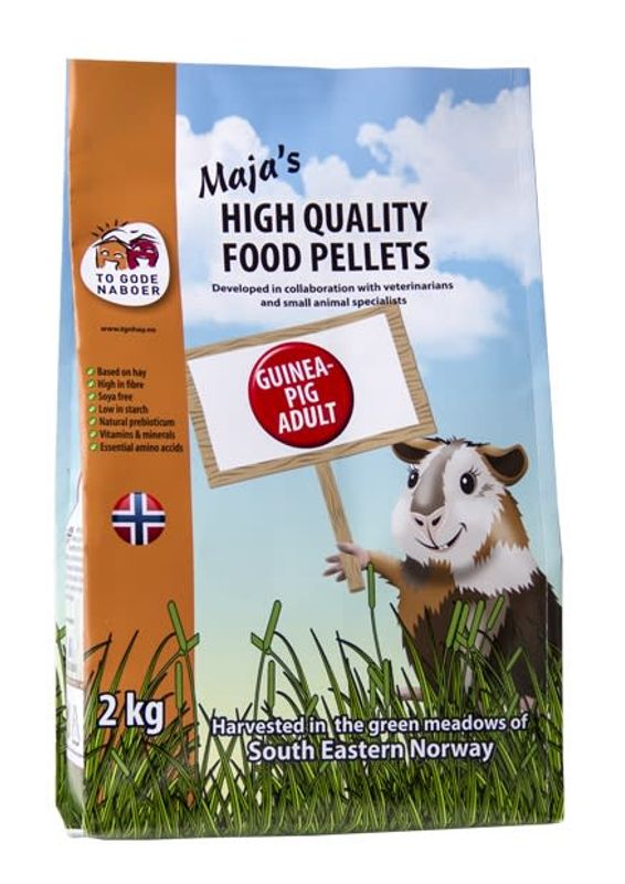 Marsvinpellets Maja`s Marsvin Adult 2Kg To Gode Naboer